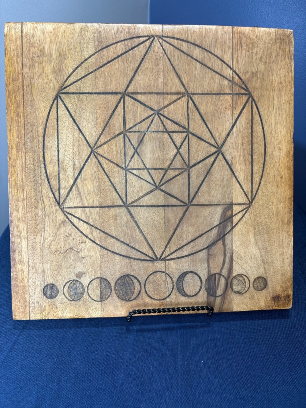 Geometric & Moon Phase Wood Wall Art - Natural Brown